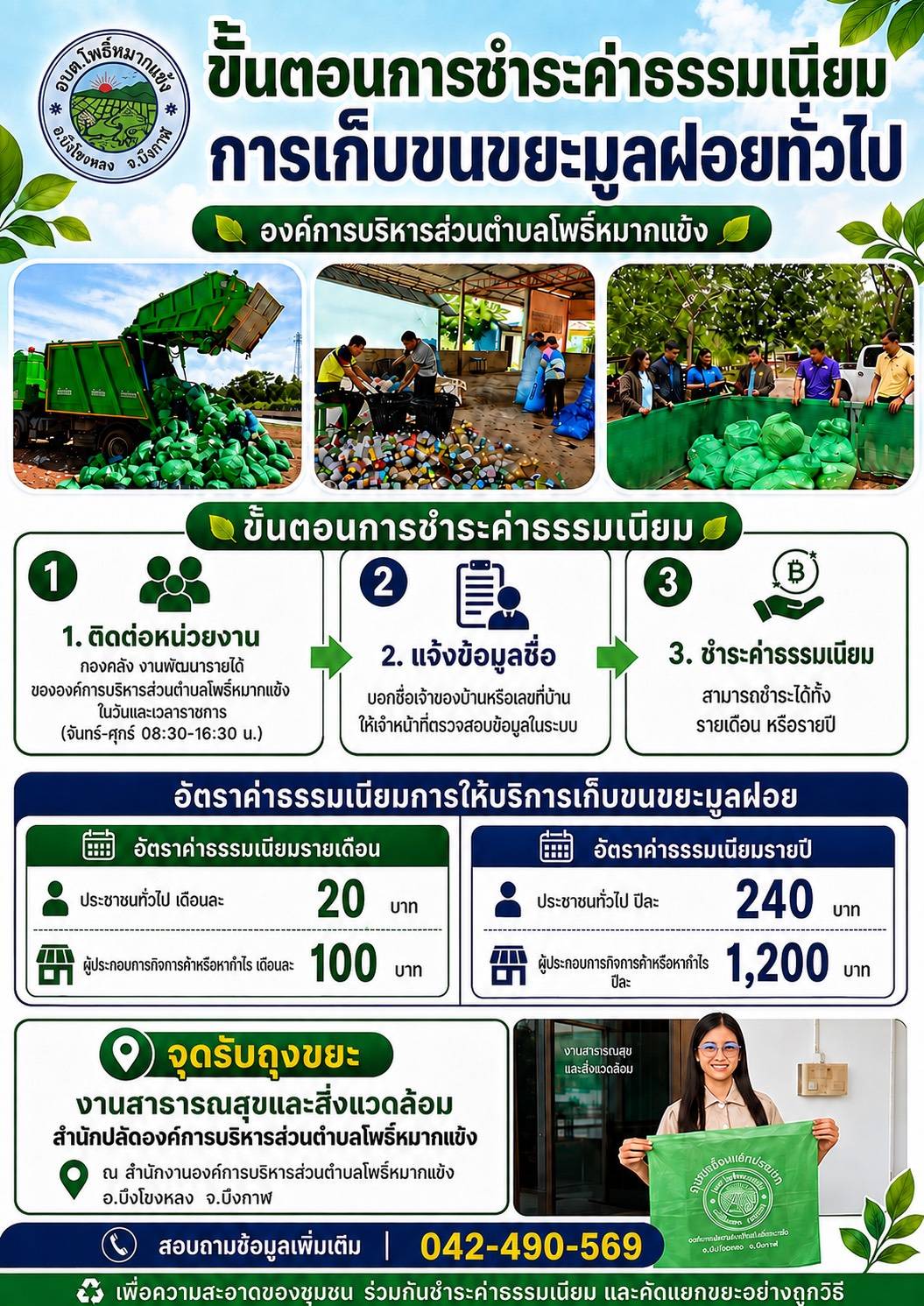 ประชาสัมพันธ์ ขั้นตอนการชำระค่าธรรมเนียมการเก็บขนขยะมูลฝอยทั่วไป…